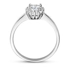 Ring zirkonia halo zilver gerhodineerd