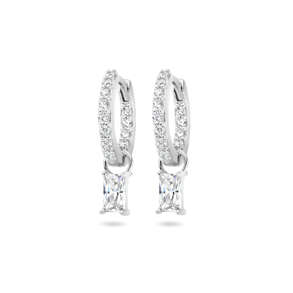 Klapoorringen zirkonia zilver gerhodineerd