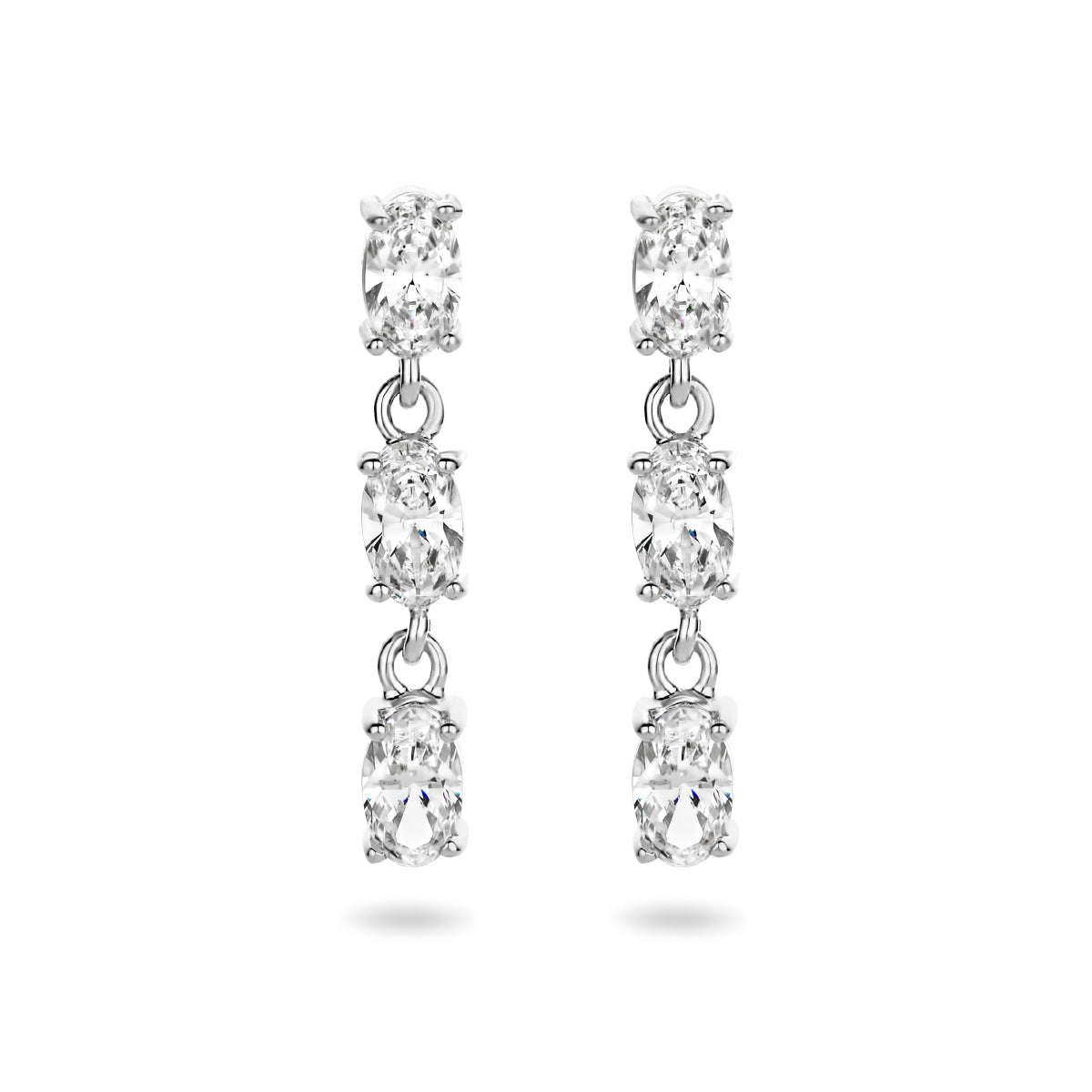 Oorhangers zirkonia zilver gerhodineerd