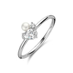 Ring parel en zirkonia zilver gerhodineerd