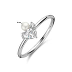 Ring parel en zirkonia zilver gerhodineerd