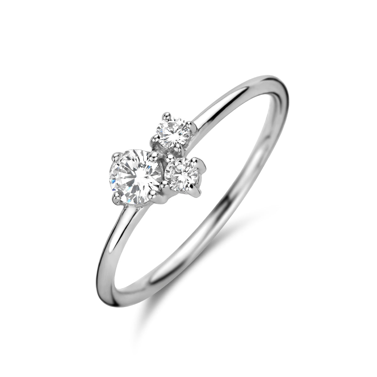 Ring trilogie zirkonia zilver gerhodineerd