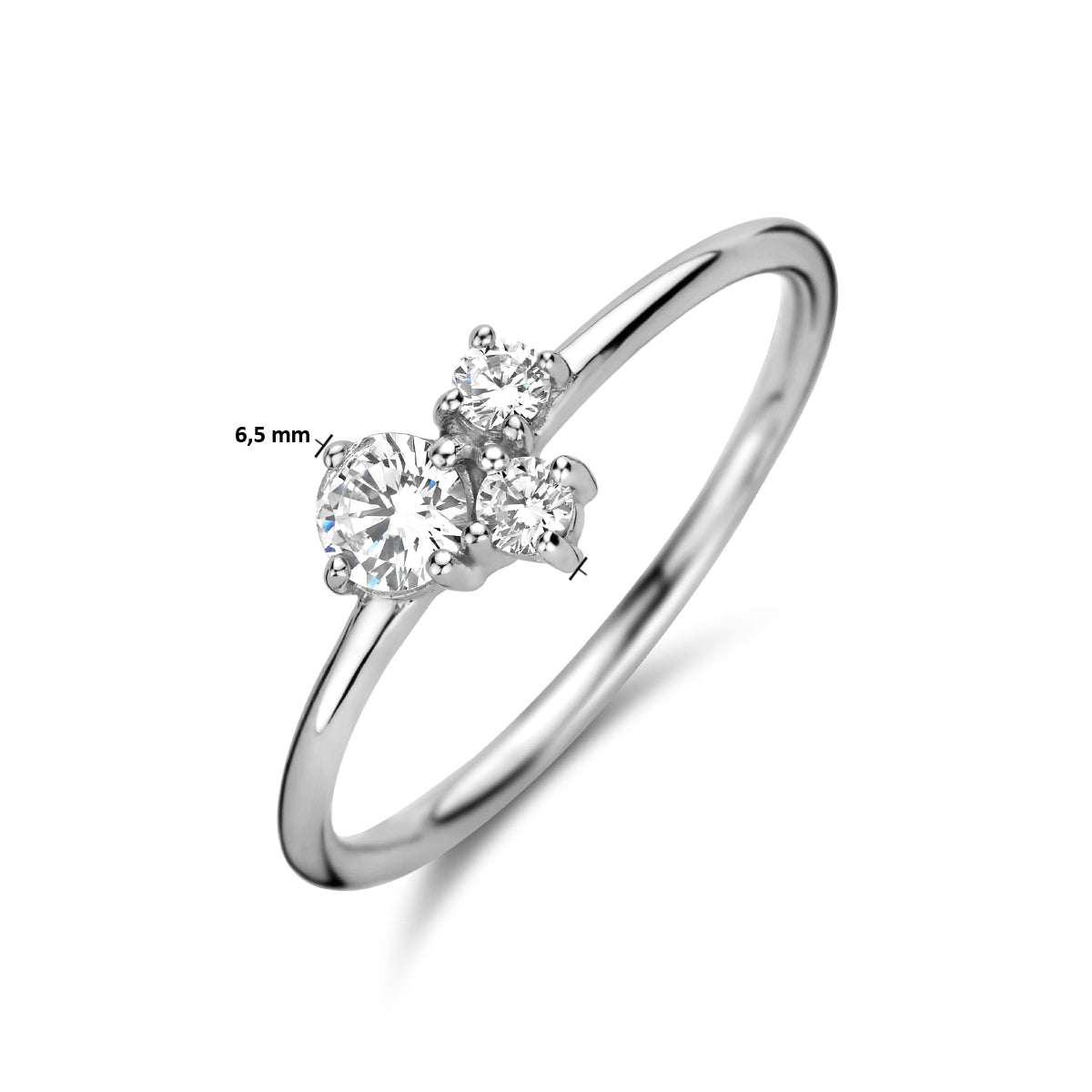 Ring trilogie zirkonia zilver gerhodineerd