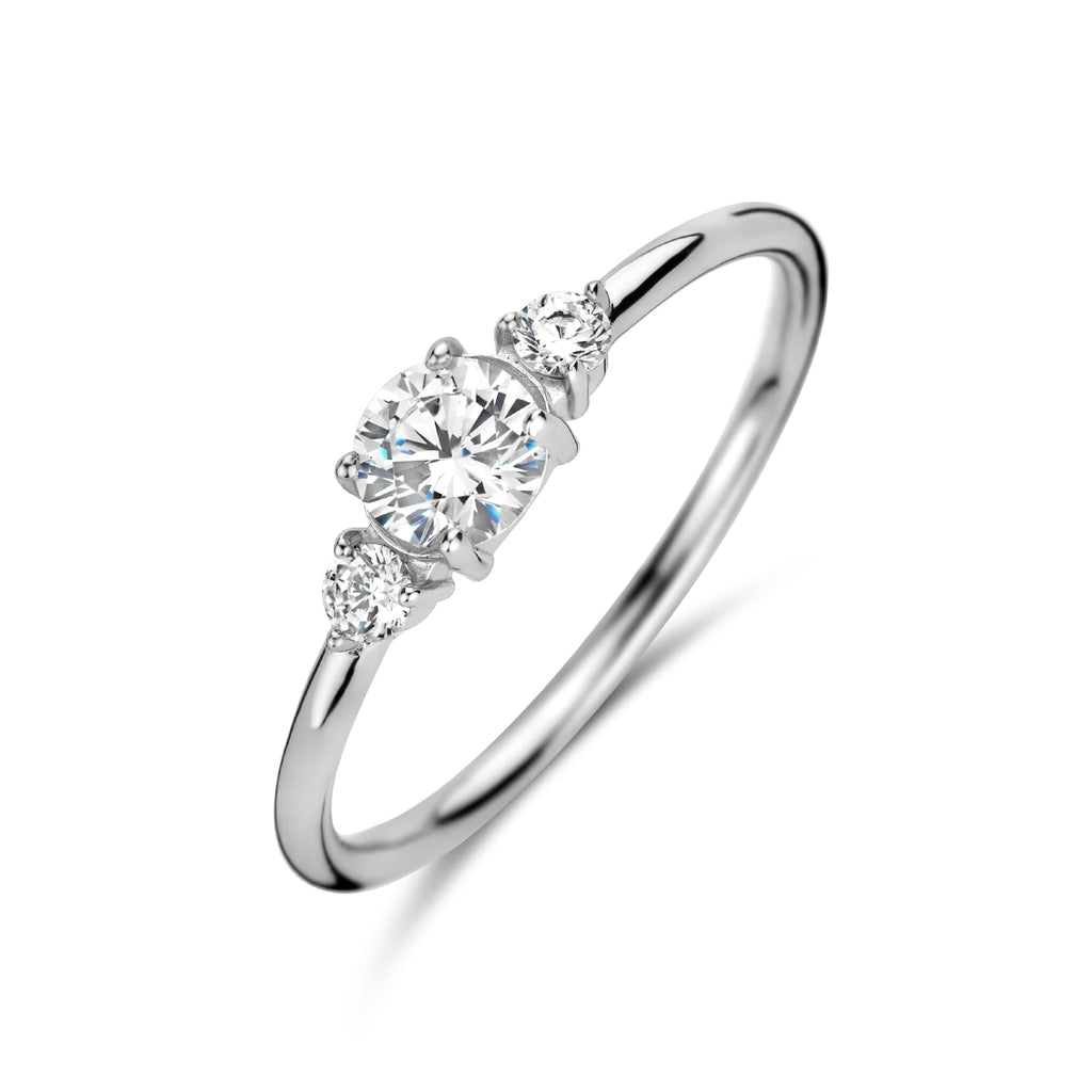 Ring trilogie zirkonia zilver gerhodineerd