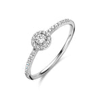 Ring zirkonia halo zilver gerhodineerd