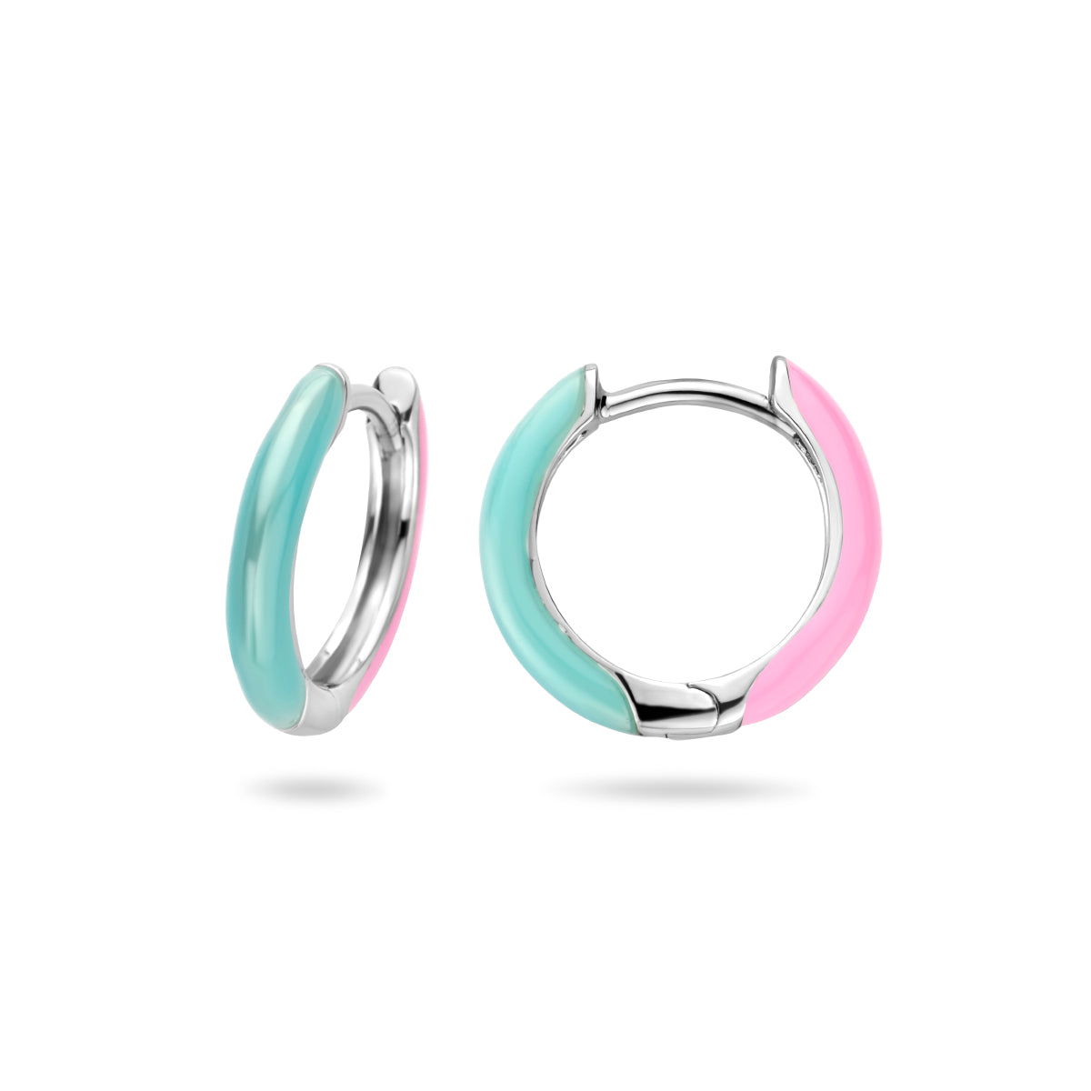 Klapoorringen emaille zilver gerhodineerd