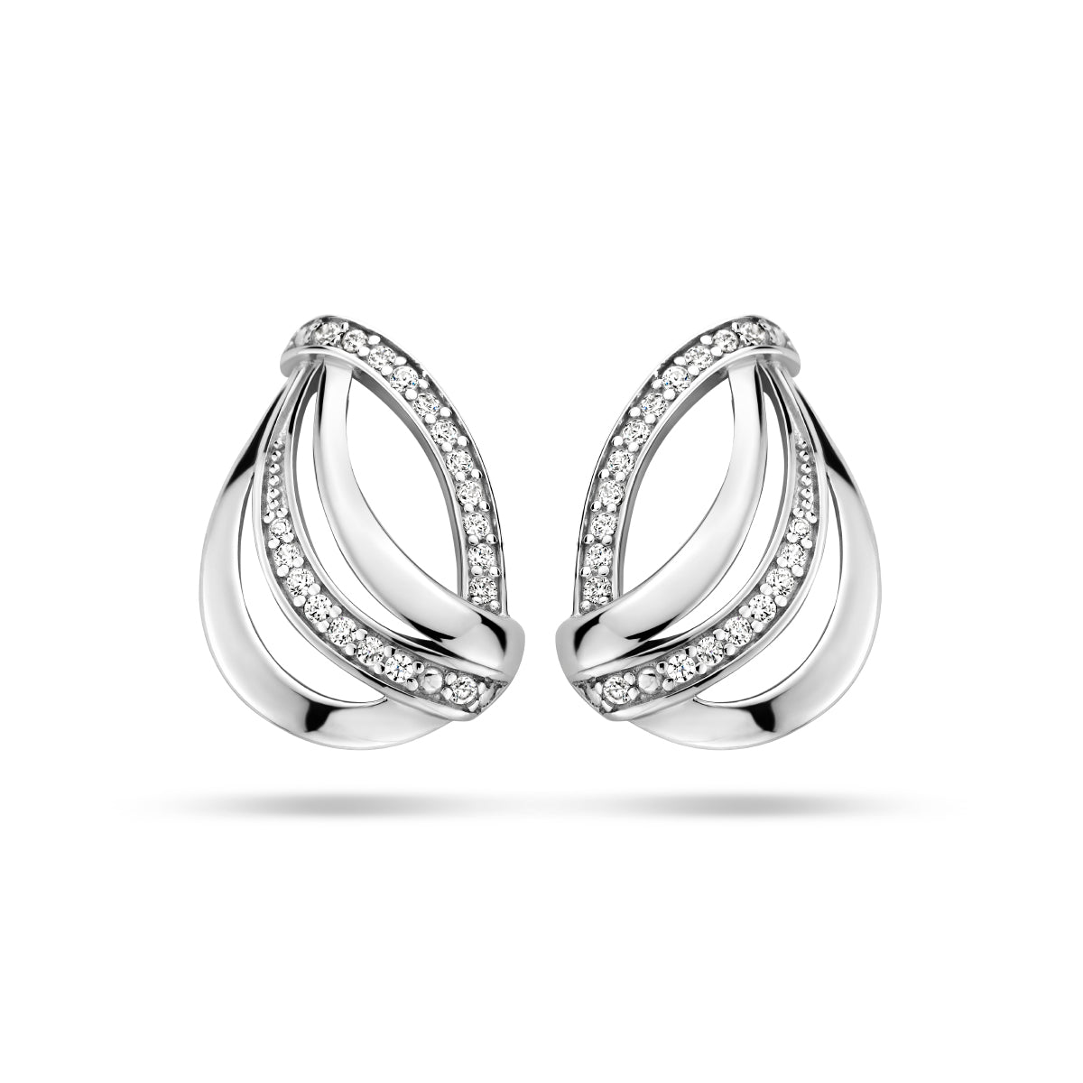 Oorknoppen zirkonia zilver gerhodineerd