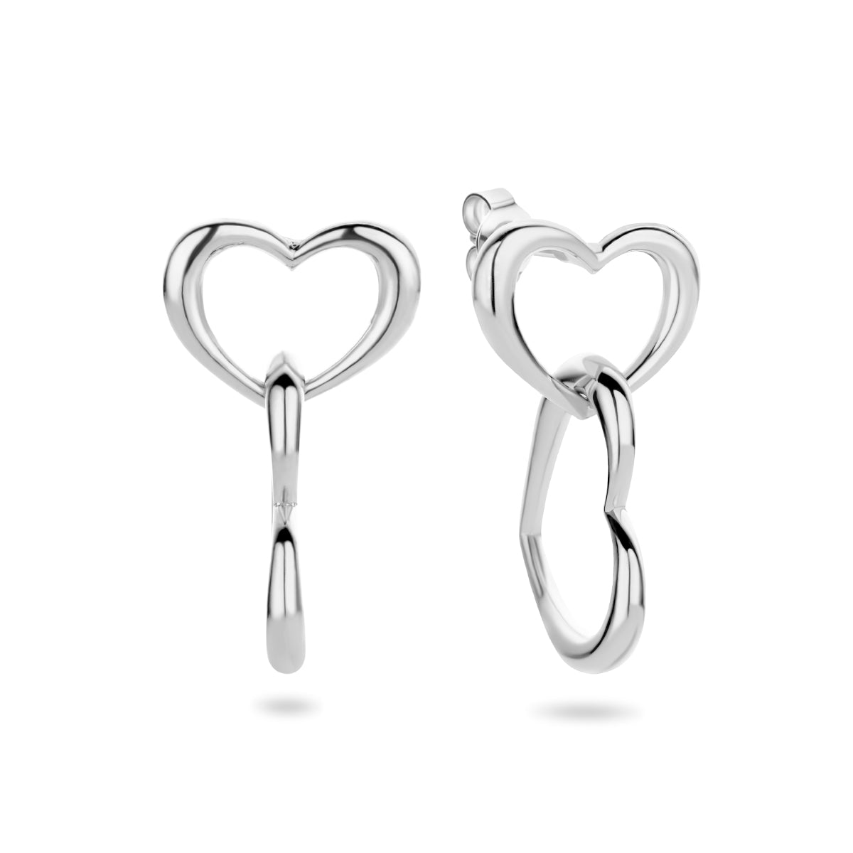 Oorhangers hartjes zilver gerhodineerd