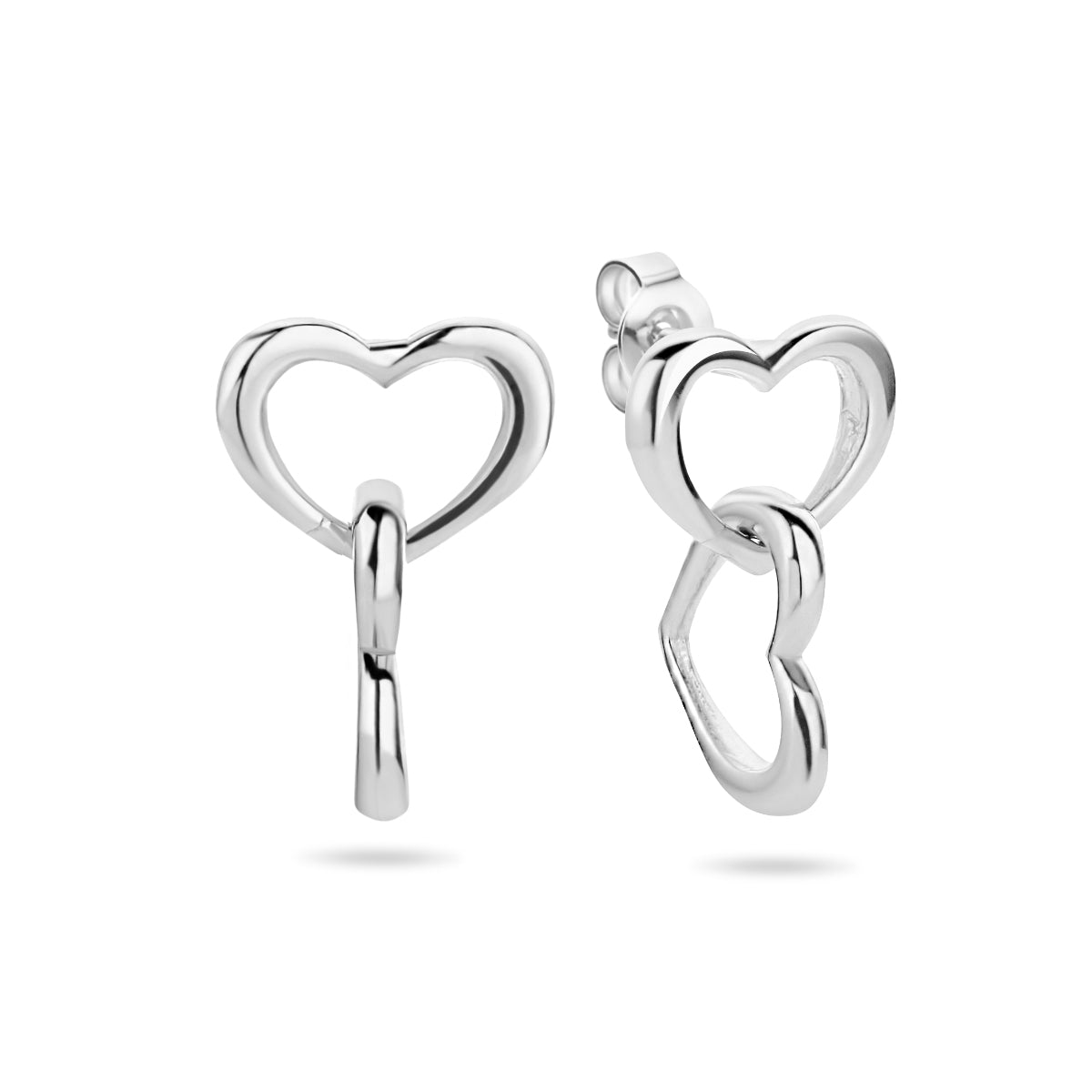 Oorhangers hartjes zilver gerhodineerd