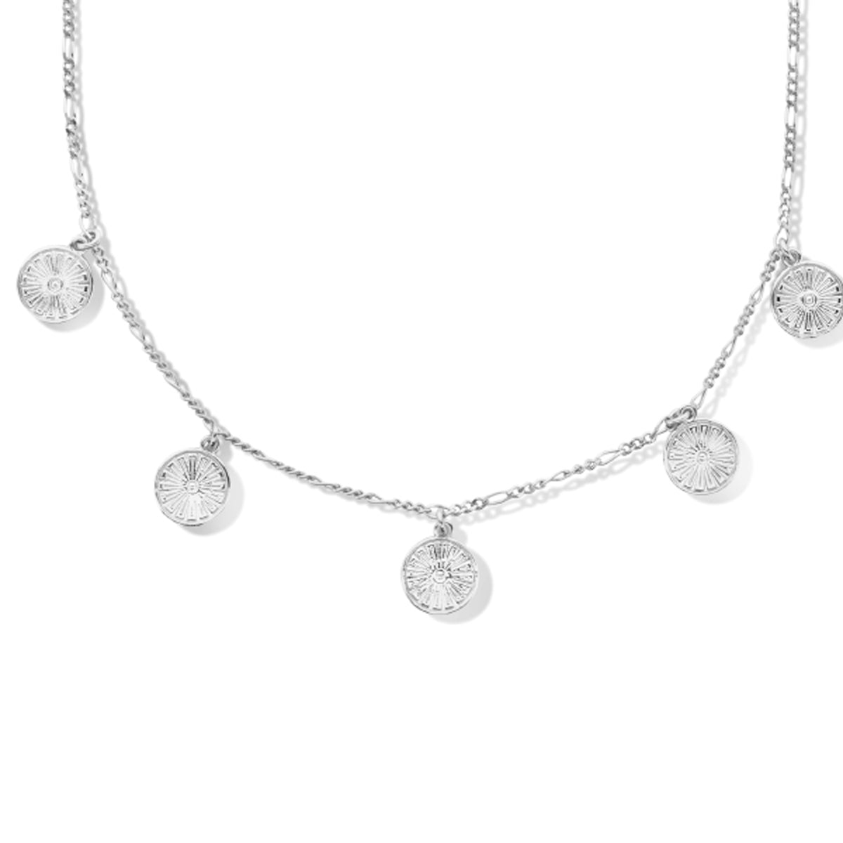 Collier rondjes 42 + 3 cm zilver gerhodineerd