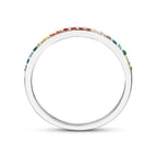 Aanschuifring regenboog zirkonia zilver gerhodineerd