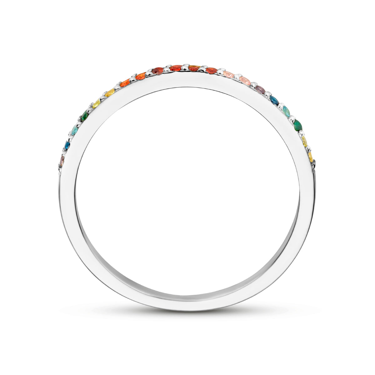Aanschuifring regenboog zirkonia zilver gerhodineerd