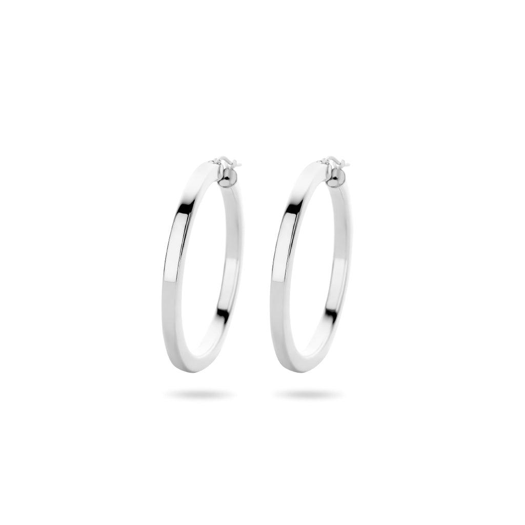 Oorringen vierkante buis zilver gerhodineerd