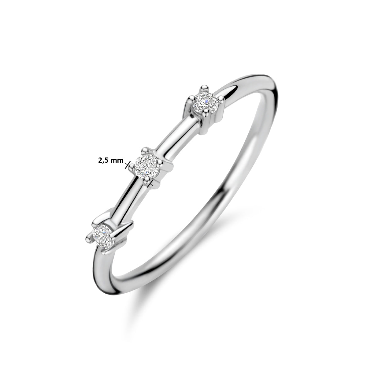 Ring zirkonia zilver gerhodineerd