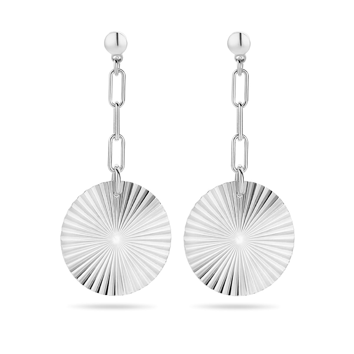 Oorhangers rondje gediamanteerd zilver gerhodineerd