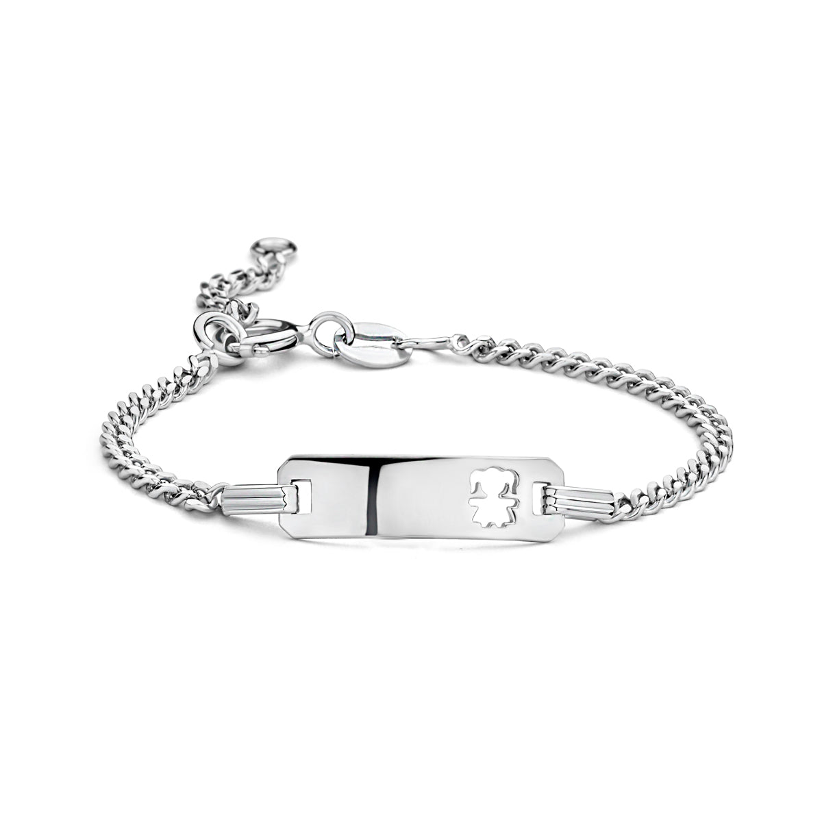 Graveerarmband meisje gourmette plaat 5,5 mm zilver gerhodineerd