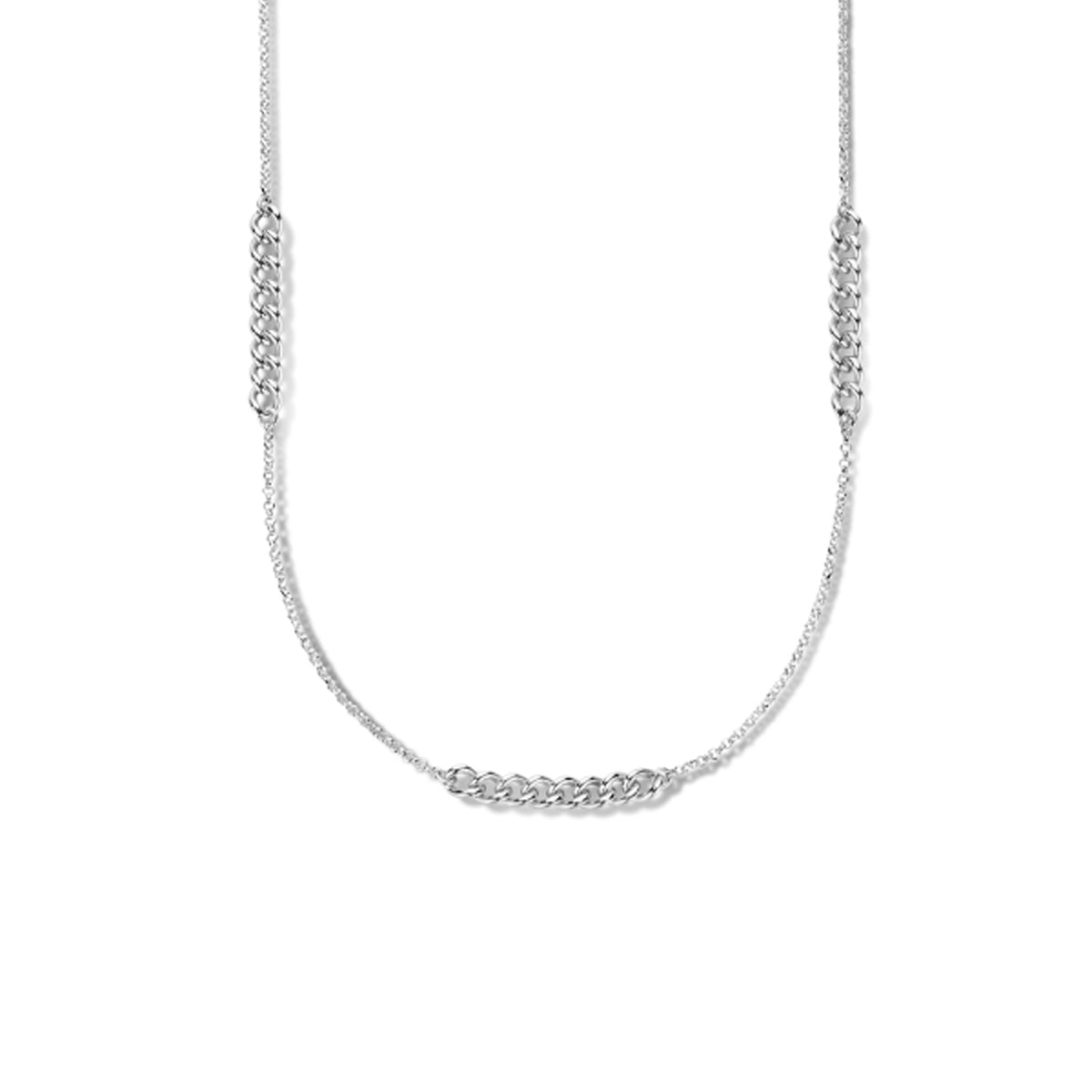 Combi-collier gourmette en jasseron 5,3 mm 76 cm zilver gerhodineerd