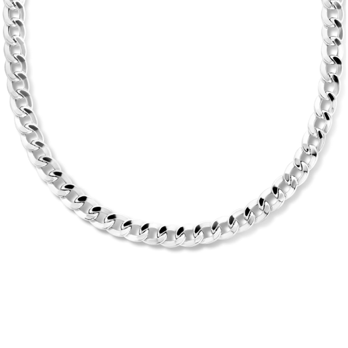 Collier gourmette 4-zijdes geslepen 6,0 mm 42 cm met groot springslot zilver gerhodineerd