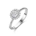 Ring zirkonia halo zilver gerhodineerd