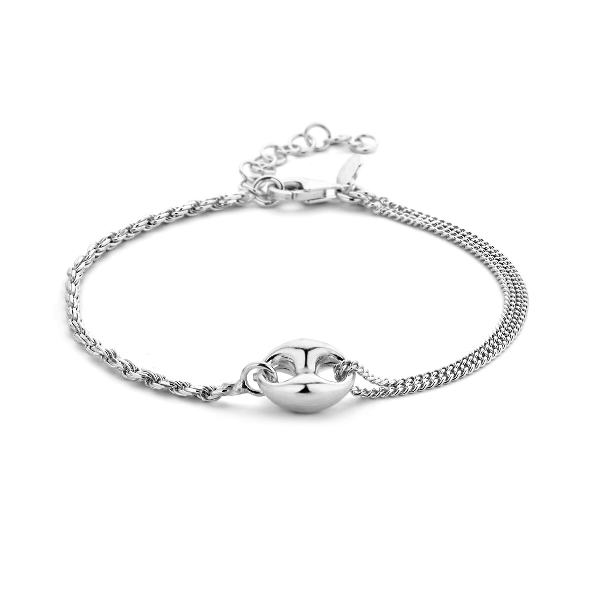 Armband 16 + 3 cm zilver gerhodineerd