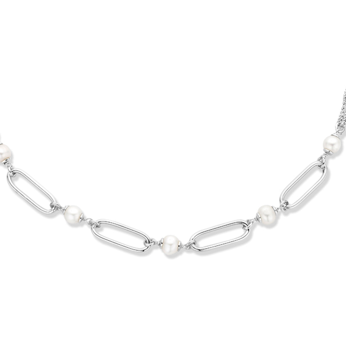 Collier parels 41 + 4 cm zilver gerhodineerd