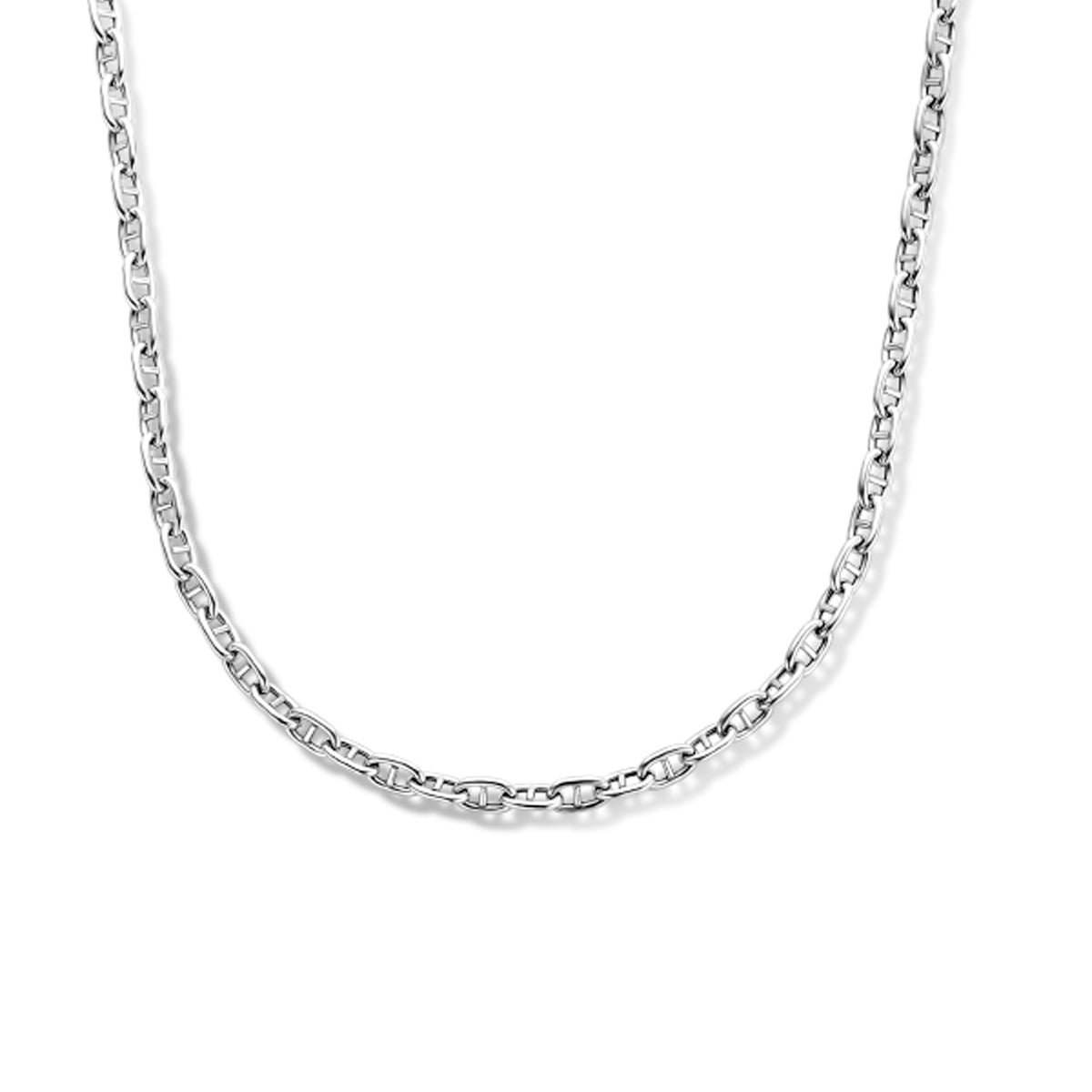 Collier anker 4,0 mm 40 + 4 cm zilver gerhodineerd