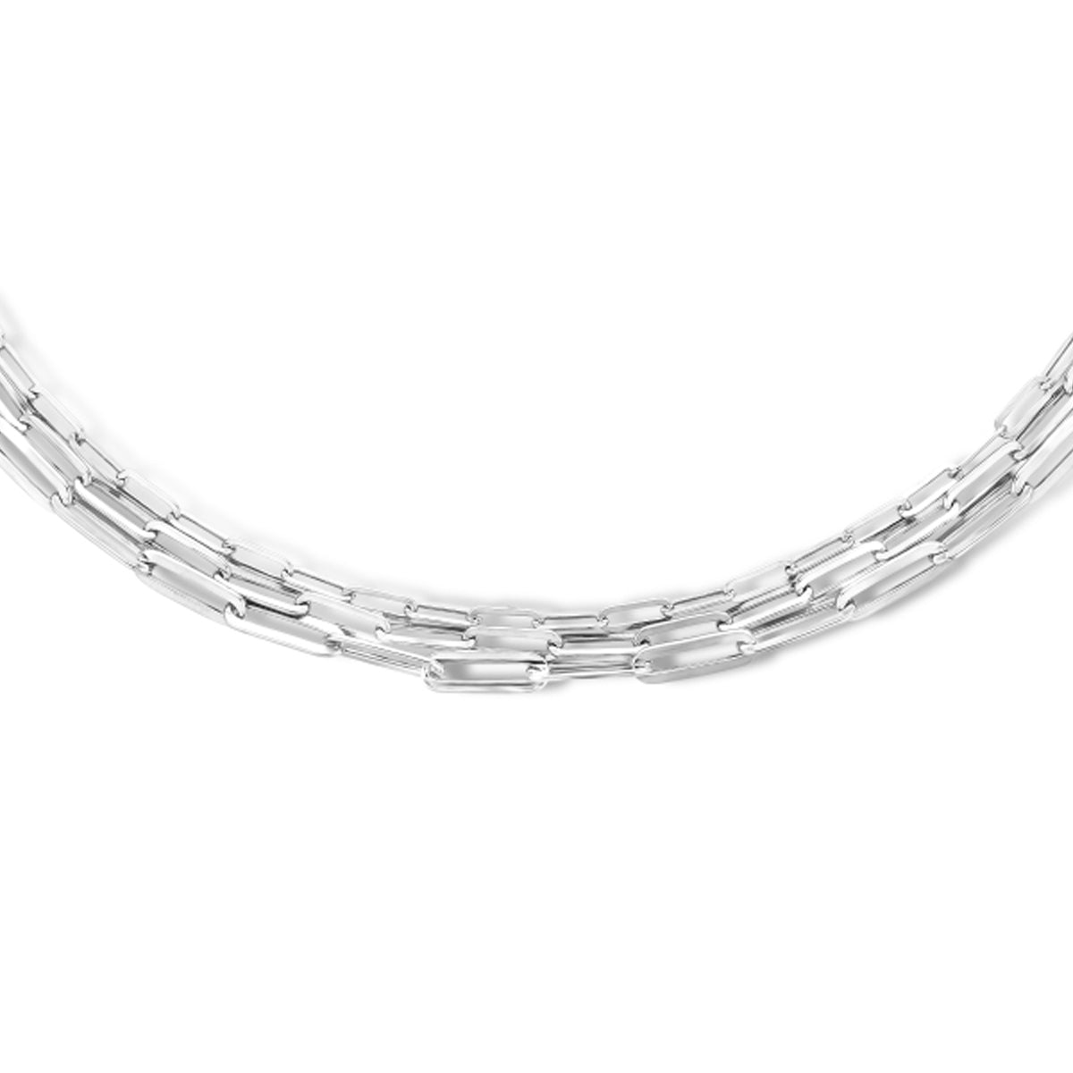 Multi-collier paperclip platte buis 4,0 mm 41 + 4 cm zilver gerhodineerd