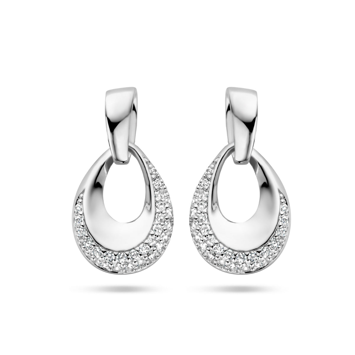 Oorknoppen zirkonia zilver gerhodineerd