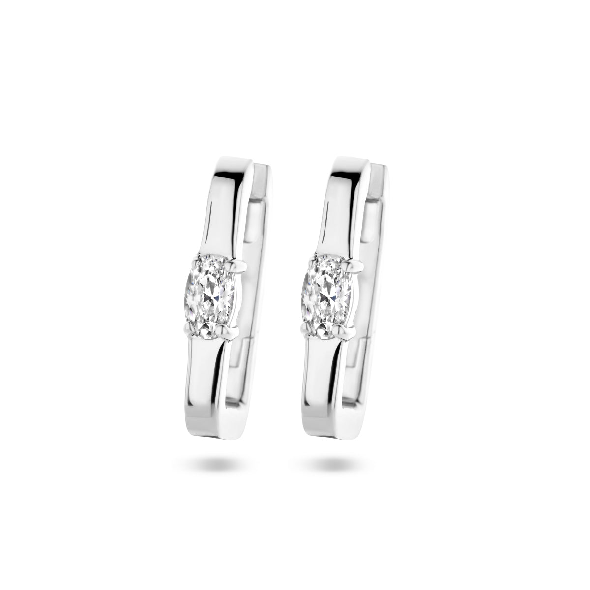 Klapoorringen zirkonia zilver gerhodineerd