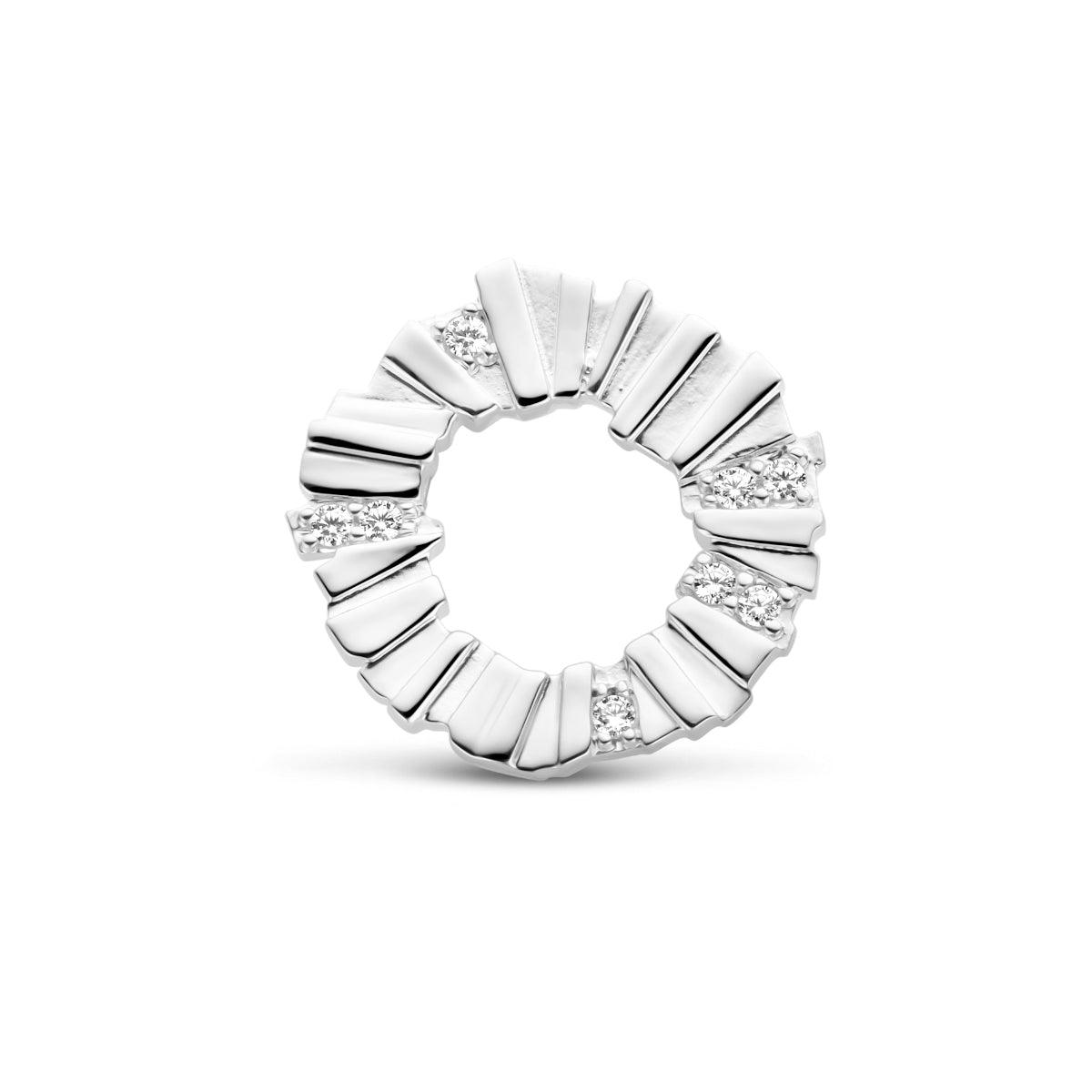 Hanger rondje zirkonia zilver gerhodineerd