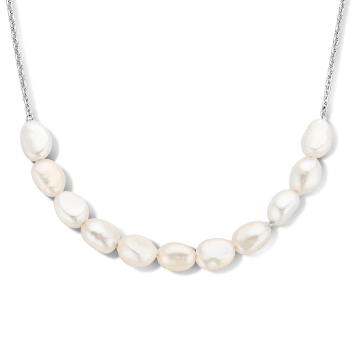 Collier parel 40 + 4 cm zilver gerhodineerd