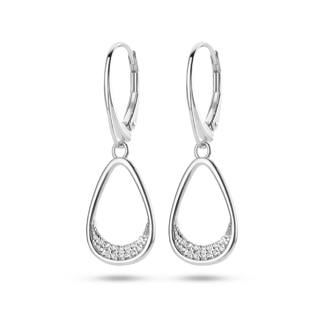 Oorhangers druppel zirkonia brisur haak zilver gerhodineerd