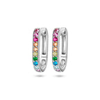 Klapoorringen paperclip regenboog zirkonia zilver gerhodineerd