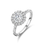 Ring zirkonia halo zilver gerhodineerd