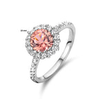 Ring morganiet zirkonia en wit zirkonia halo zilver gerhodineerd