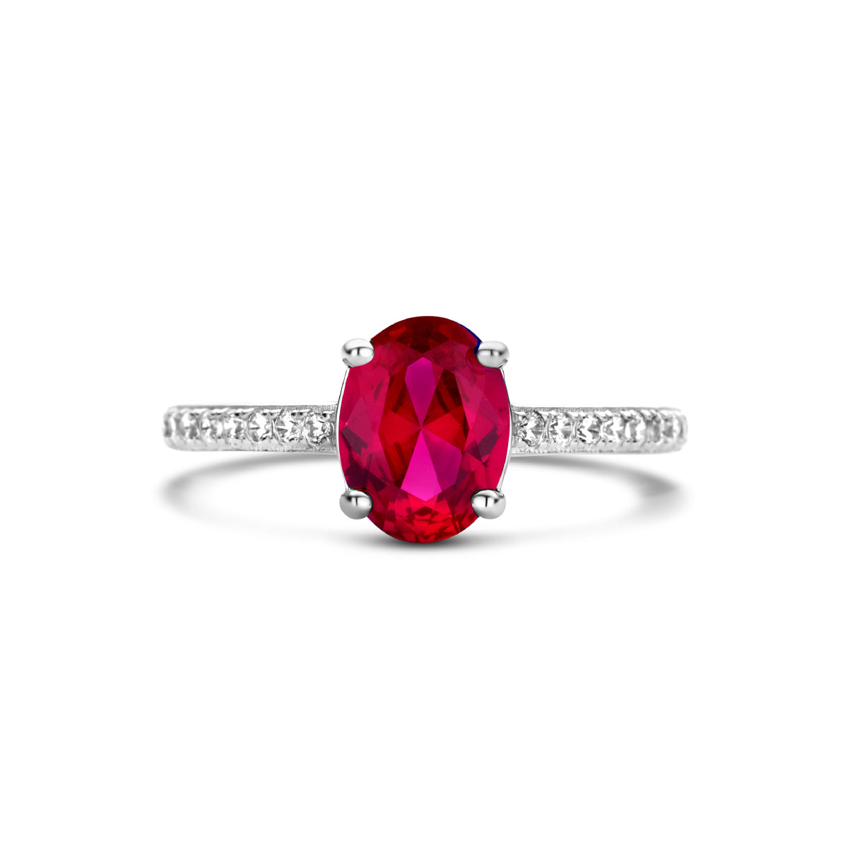 Ring zirkonia korund en zirkonia zilver gerhodineerd