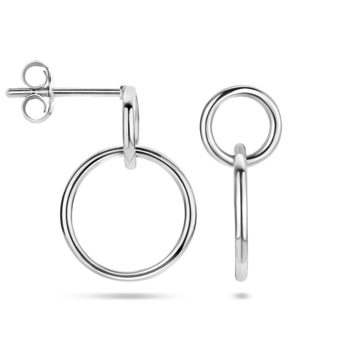 Oorhangers rondjes zilver gerhodineerd