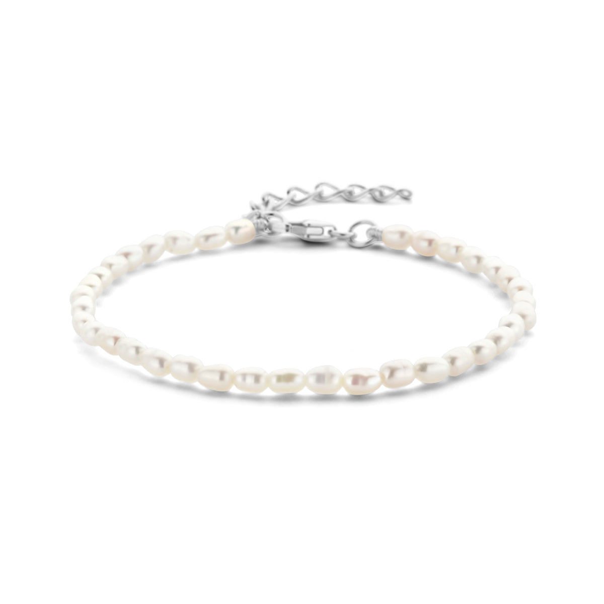 Armband parel 3,2 mm 16 + 3 cm zilver gerhodineerd