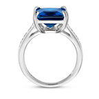 Ring blauw en wit zirkonia zilver gerhodineerd