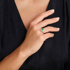 Ring groen en wit zirkonia halo zilver gerhodineerd