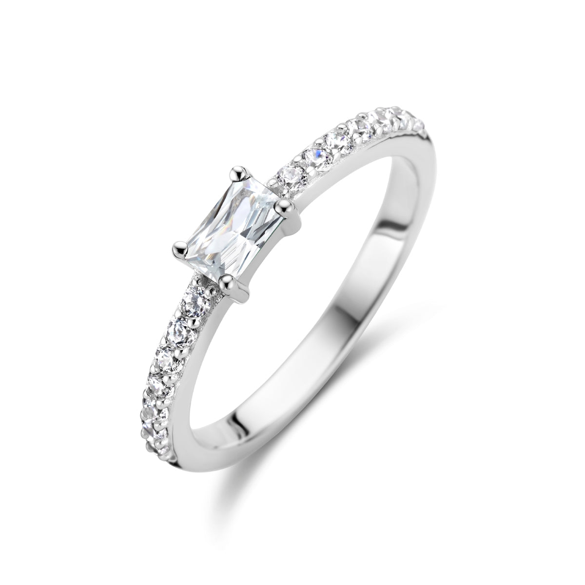 Ring zirkonia zilver gerhodineerd