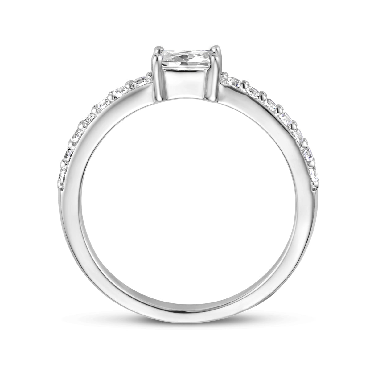 Ring zirkonia zilver gerhodineerd