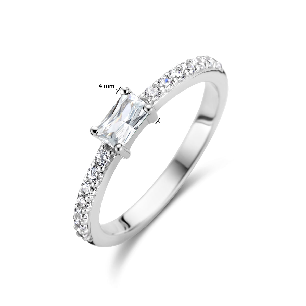 Ring zirkonia zilver gerhodineerd