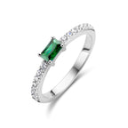 Ring groen en wit zirkonia zilver gerhodineerd