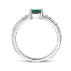 Ring groen en wit zirkonia zilver gerhodineerd