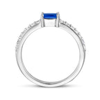 Ring blauw en wit zirkonia zilver gerhodineerd