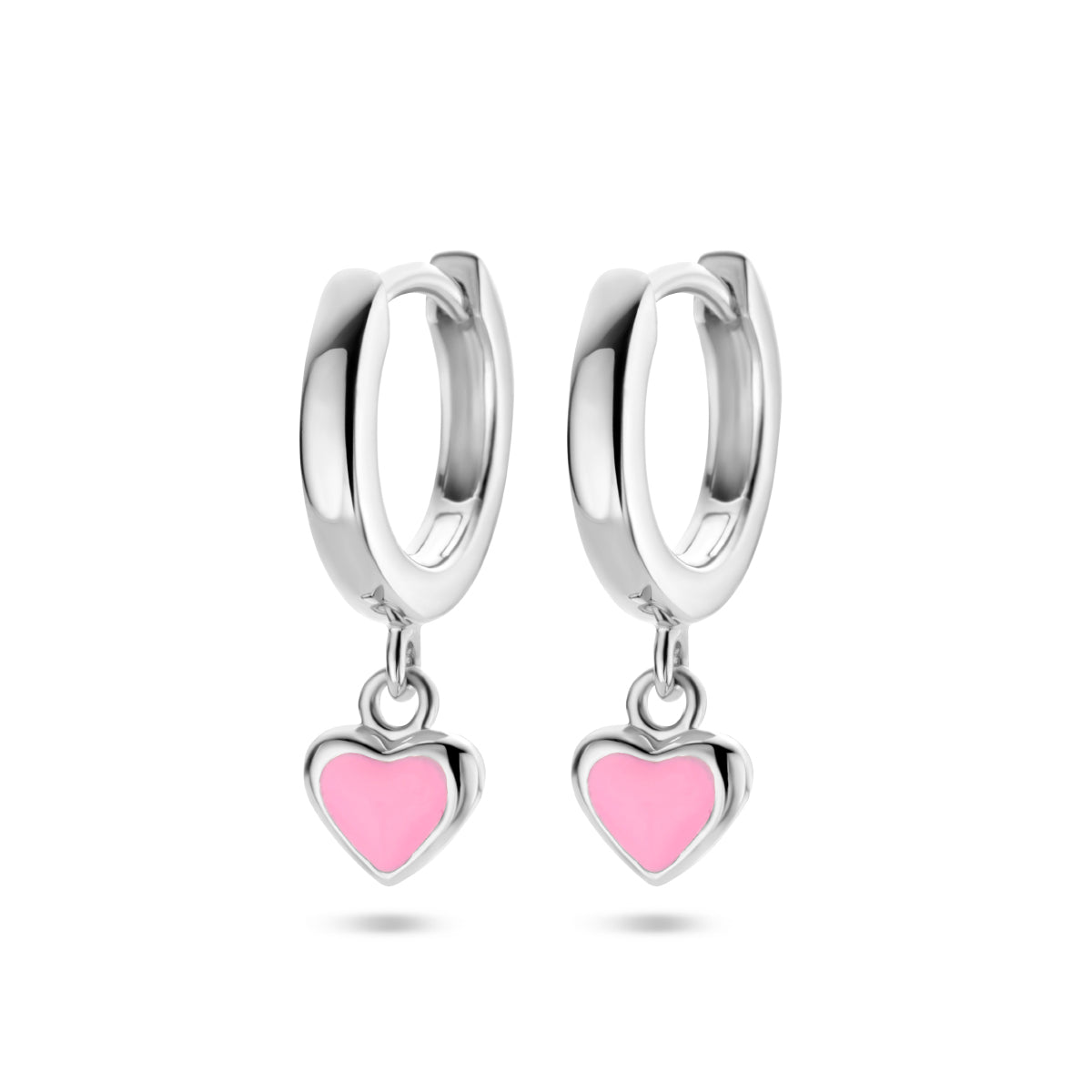 Klapoorringen hart zilver gerhodineerd