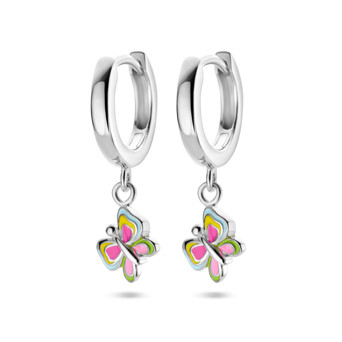 Klapoorringen vlinder zilver gerhodineerd