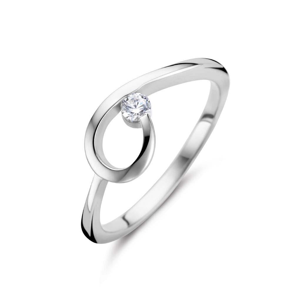 Ring zirkonia zilver gerhodineerd
