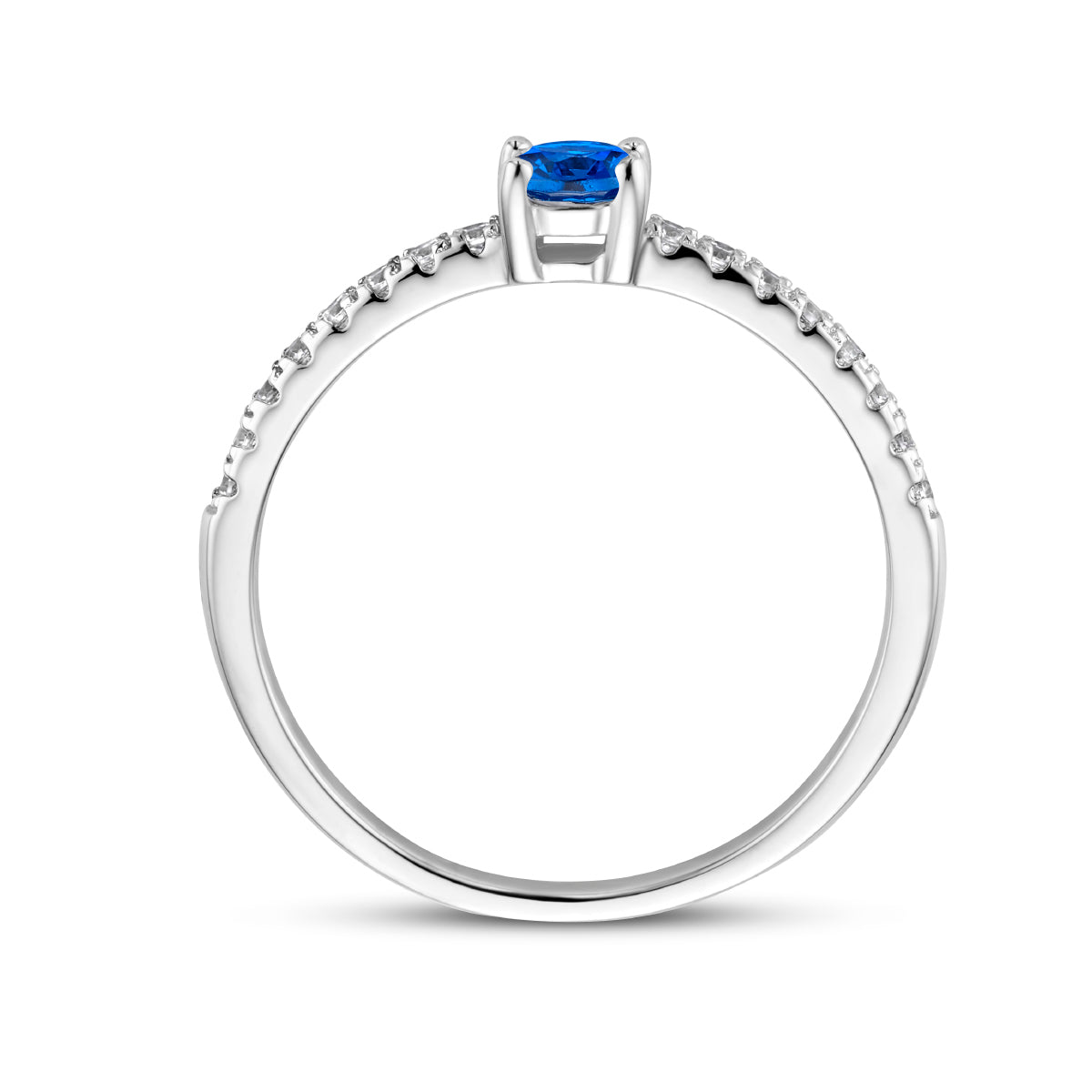 Ring blauw en wit zirkonia zilver gerhodineerd